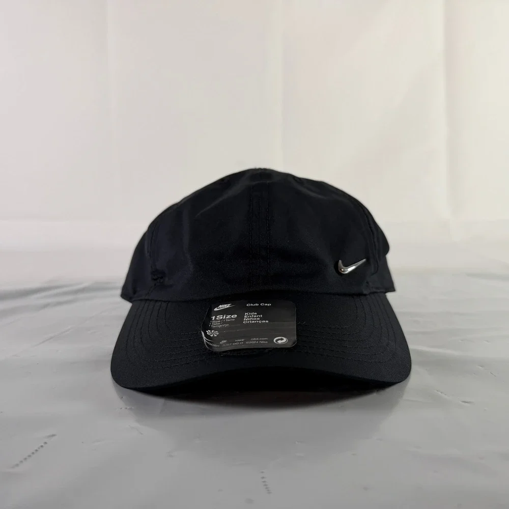 Nike Metal Chrome Swoosh Black Baseball Golf Cap Hat Kids Youth One Size - Picture 6 of 13